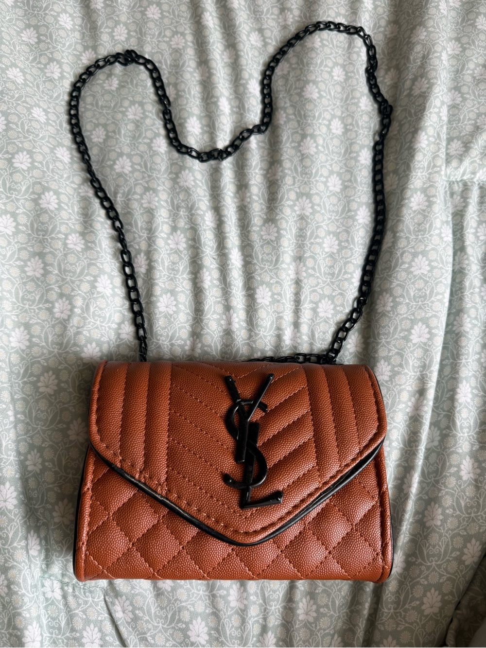 Designer-Inspired Quilted Crossbody Bag in Cognac Brown